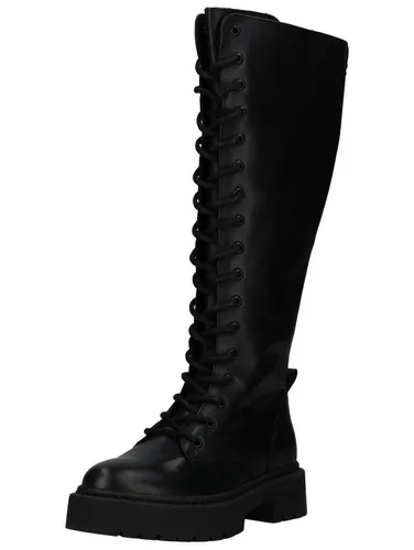 Schnürstiefel STEVE MADDEN aus Leder für Damen - Stylischer Damen-Langschaftstiefel in Schwarz mit robuster Schnürung und seitlichem Reißverschluss für einfaches An- und Ausziehen. Perfekt für casual Looks und rockige Outfits.
