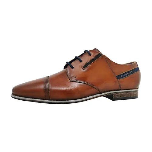 Bugatti man 960 Herren Business Schuh in Braun, Größe 40 - Herren-Halbschuhe, eleganter Business Schuh aus hochwertigem Leder mit komfortablem Blockabsatz für stilvolle Auftritte im Büro.
