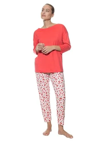 Mey Nachtwäsche Serie Cherry Rush Damen Schlafanzüge 7/8 Bonbon Pink 3XL(48)