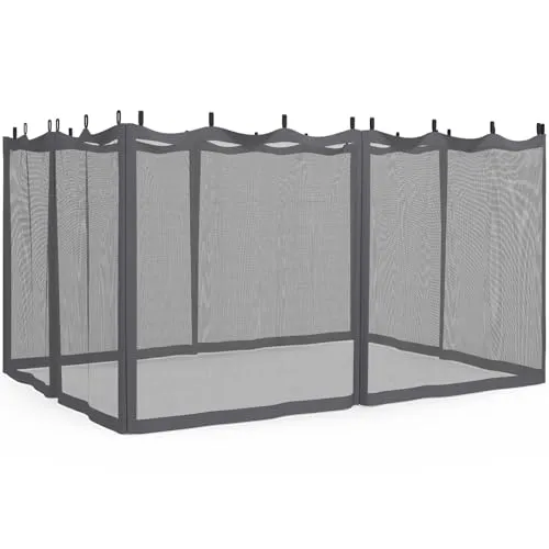 IDMarket - 4er-Set Moskitonetze für Pergola 3x4 grau mit Reißverschluss + Haken - Schützen Sie Ihre Pergola mit diesem 4er-Set Moskitonetze. Einfach zu installieren und ideal für entspannte Stunden im Freien, ohne Insektenstiche.