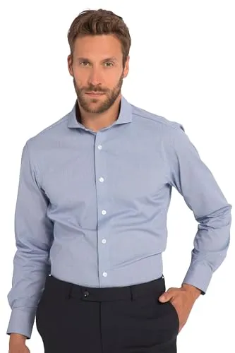 JP 1880 Herren, Business, Langarm, Haifisch-Kragen, bügelleicht, Modern Fit Hemden, Navy Blau, 56