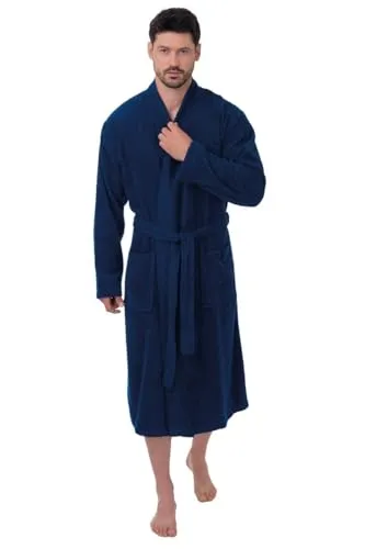 wewofashion Unisex Damen Herren leichter Bademantel by Otto Werner 3049 Marine Gr. 62/64