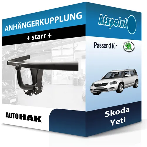 AUTO HAK Anhängekupplung starr für Skoda Yeti 2014-2017 - Hochwertige starr Anhängerkupplung von Auto Hak für Skoda Yeti, Anhängelast bis 2000 kg, keine Eintragung in Fahrzeugpapiere nötig, inkl. Montagezubehör.