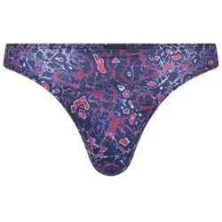 bruno banani Herren String - Microscope, Unterhose, Slip, Muster Schwarz/Blau/Rot M