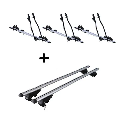 VDP Dachträger Set für Skoda Roomster 5J - Zubehör für Gepäckträger und Dachboxen, inklusive 3x SAGITTAR Fahrradträger für sicheren Transport von Fahrrädern.