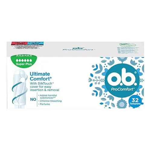 o.b. Original Super Plus Tampons mit geschwungenen Rillen / Für zuverlässigen Schutz ideal für sehr starke Tage / 32er Pack
