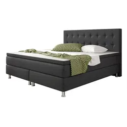 Inter Handels Boxspringbett Köln 180x200 Anthrazit - Betten mit herausragendem Federkomfort durch 5 Gang Bonell-Federkern-Matratzen und Polyurethan-Schaum-Topper für optimale Körperanpassung und Druckentlastung.
