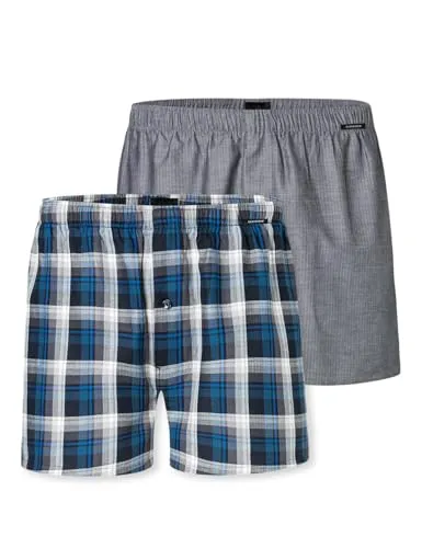 Schiesser Herren 2 Pack Boxershorts - Komfortable Webboxer im Doppelpack - Herren-Boxershorts aus hochwertiger Baumwolle, elastischer Bund mit SCHIESSER Logo, ideal für täglichen Komfort und Stil.