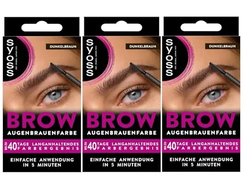 Syoss Augenbrauen Kit 4-1 Dunkelbraun - Brauenstifte & -puder: Permanente Augenbrauenfarbe für einen natürlichen Look, hält bis zu 4 Wochen und eignet sich für 10 Anwendungen.