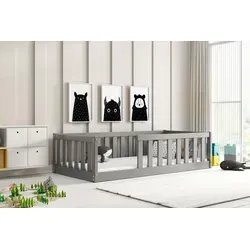 Interbeds Montessori Kinderbett Bella 160x80cm - Grau für Jungen und Mädchen - Das Montessori Kinderbett Bella vereint Sicherheit und Funktionalität. Durch das flache Design fördert es die Selbstständigkeit Ihres Kindes und passt perfekt in jedes Kinderzimmer.