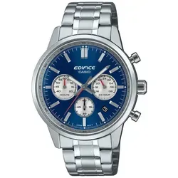Casio Edifice Chronograph Herrenuhr Stahl/Blau EFR-575D-2AEF - Armbanduhren für Herren, elegante Edelstahl-Herrenuhr mit Stoppuhr und Chronographen-Funktion, perfekt für stilbewusste Männer.