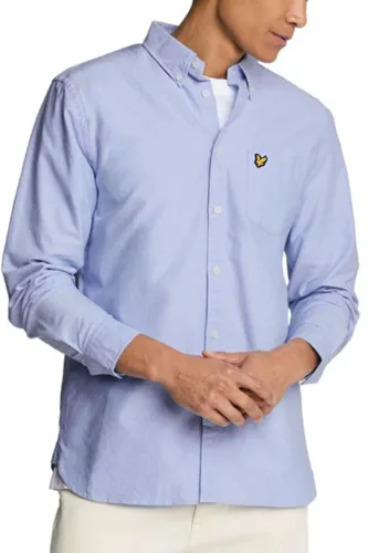 Lyle & Scott Langarmhemd Herren, 100% Baumwolle, Mit Button Down Kragen, Mittelblau
