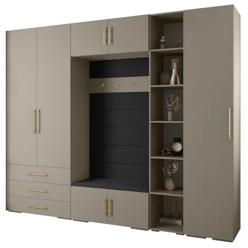 ABIKS MÖBEL INOVA 3 SATZ 11 Kompaktgarderobe mit Kleiderstange und Regalen - Elegante Kompaktgarderobe für stilvolle Aufbewahrung. Robuste Materialien sorgen für Langlebigkeit, während das moderne Design jeden Raum aufwertet. Einfacher Aufbau und viel Stauraum für Kleidung und persönliche Gegenstände.