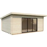 Gartenhaus Palmako Lea 19,4 m² mit Schiebetür und Isolierglas - Hochwertiges Gartenhaus mit Pultdach, isolierendem Glas und robustem Fußboden, ideal für Gartenliebhaber und als zusätzlicher Stauraum.