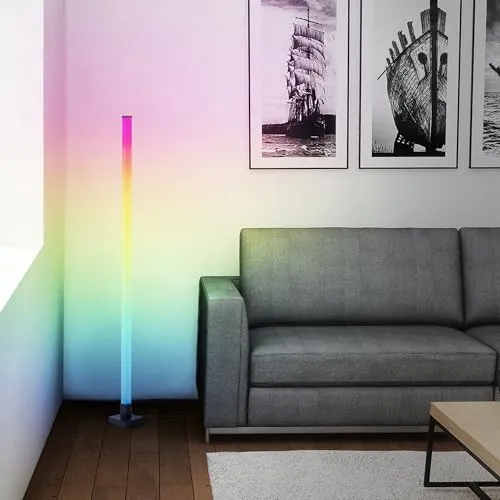 Lightbox RGB-LED Stehlampe 150 cm - Standleuchte mit Musiksensor und Fernbedienung, die dynamische Lichteffekte erzeugt und perfekt für Wohnräume sowie Partys geeignet ist.