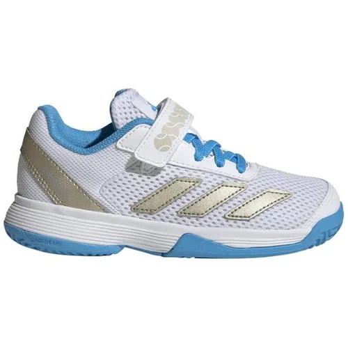 ADIDAS Kinder Tennisoutdoorschuhe Courtflash Hook-and-Loop - Leichte und strapazierfähige Tennisoutdoorschuhe für Kinder mit atmungsaktivem Mesh-Obermaterial und praktischem Klettverschluss für optimalen Halt. Ideal für schnelle Bewegungen auf verschiedenen Untergründen.