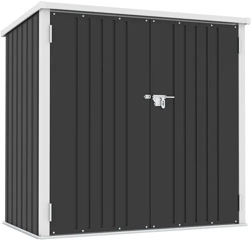 KONIFERA Garten-Geräteschrank mit Bodenrahmen - Wetterfester und langlebiger Geräteschrank, ideal für die Aufbewahrung im Garten. Mit Doppelflügeltür und pulverbeschichtetem Metall für nahezu wartungsfreien Einsatz.