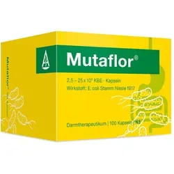 Mutaflor Kapseln 100 St - Magensaftresistente Hartkapseln - Arzneimittel zur Unterstützung der Darmflora, rezeptfrei erhältlich und ideal für die Wiederherstellung des mikrobiellen Gleichgewichts.
