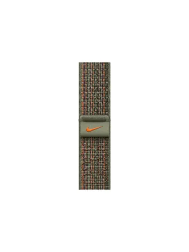 Apple Nike Sport Loop für Apple Watch 38mm/40mm/41mm - Sequoia/Orange - Smartwatch Zubehör mit atmungsaktivem, leichtem Nylon und starkem Klettverschluss. Ideal für Fitness und sorgt für hohen Tragekomfort während des Trainings.