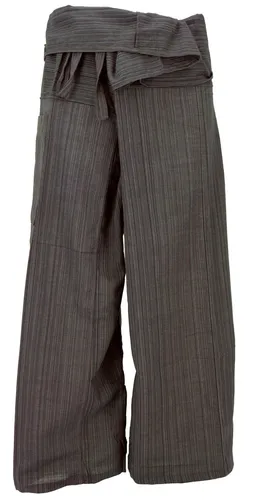 Thai Fischerhose aus gestreiftem Webstoff, loose fit Baumwoll Wickelhose, weite