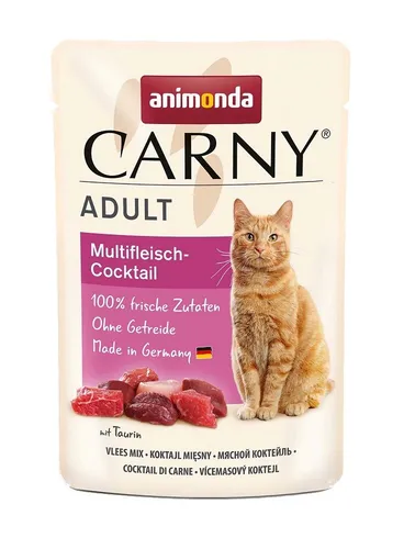 animonda Carny Adult Multifleisch-Cocktail - 12 x 85 g, getreidefreies Katzennassfutter mit 100 % frischen Zutaten und delikatem Mix aus Rind, Huhn und Wildfleisch