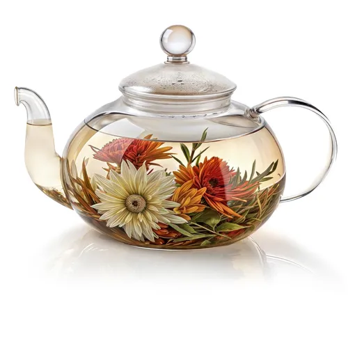 Dimono Teekanne Mundgeblasene Teekanne mit Teefilter & Teesieb, 0.6 l, Glas-Kanne mit Filtereinsatz