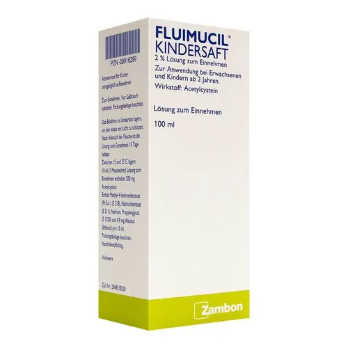 Fluimucil Kindersaft 2% - Arzneimittel zur Verflüssigung von zähem Schleim in den Atemwegen, ideal für Kinder ab 2 Jahren zur erleichterten Atmung und Abhusten.