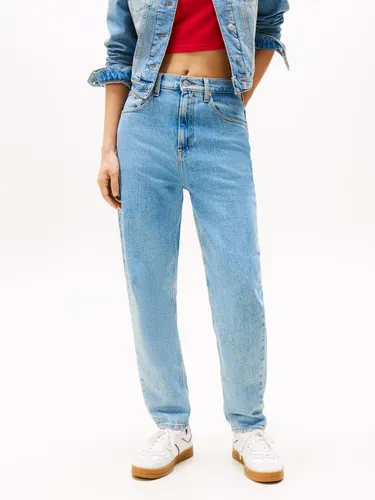 Tommy Jeans Damen Mom Jean Uhr TPR Ai4116 DW0DW21392 - Elegante Mom Jeans mit Five-Pocket-Styling und mittlerer Leibhöhe, ideal für modische Outfits in Denim Light.