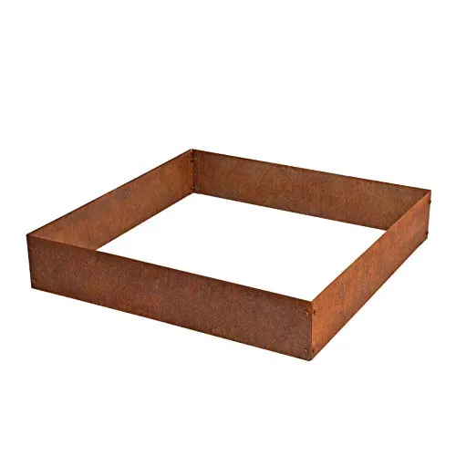 ESTEXO Beeteinfassung Beetumrandung Rasenkante Edel-Rost Hochbeet Mähkante Cortenstahl Kräuterbeet Blumenbeet Gemüsebeet Einfassung Rahmen (1 Stück)