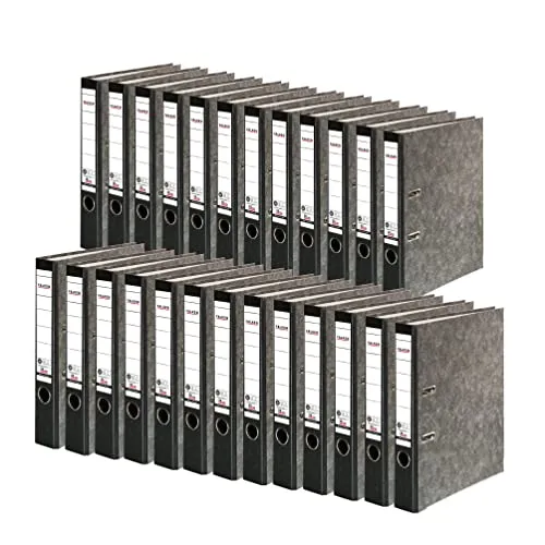 Original Falken 25er Pack Recycling-Ordner Wolkenmarmor - Ordner für DIN A4 mit griffigem Wolkenmarmor-Design, verstärkter Mechanik und Kantenschutz. Made in Germany, CO2-neutral und mit Blauer Engel zertifiziert.