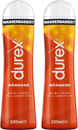 Durex Gleitgel Wärmend - Gleitmittel auf Wasserbasis für Sex, wärmende Effekte & angenehme Gleitfähigkeit – Kondomgeeignet 200 ml (2 x 100 ml)