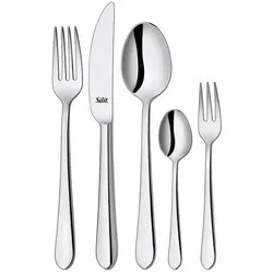 Silit Besteck-Set Midi (30-tlg), 6 Personen, Edelstahl 18/10, Solide Monobloc Tafelmesser, poliert silberfarben