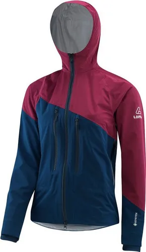 Löffler HOODED JACKET GTX ACTIVE - Damen Hardshelljacke - Burgund/Blau - Gr. 38 - Die Löffler HOODED JACKET GTX ACTIVE vereint 100% Wasserdichtigkeit mit hoher Atmungsaktivität. Ideal für aktive Skitouren, bietet sie Komfort dank regulierbarer Kapuze und praktischen Taschen. Perfekt für sportliche Einsätze!