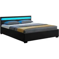 Juskys Polsterbett Lyon 180x200 cm mit LED-Licht - Modernes Polsterbett mit 4 ausziehbaren Bettkästen und höhenverstellbarem Kopfteil, bietet praktischen Stauraum und stimmungsvolle LED-Beleuchtung in 16 Farben.