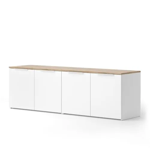 Vicco Wohnwand Wido, Weiß/Sonoma – 2-teiliges Set - Moderne Wohnwand aus stabiler Spanplatte, ideal für stilvolle Wohnräume. Mit einer Breite von 80 cm und einer eleganten Kombination aus Weiß und Sonoma, bringt sie Atmosphäre und Ordnung in Ihr Zuhause.