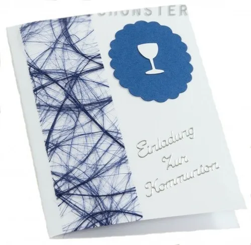 Einladung Einladungskarte Kommunion Einladungen blau KK018 10 x
