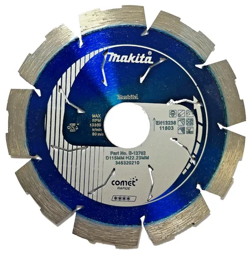 Makita B-12762 Diamantscheibe 115x22,23 COMET - Diamantsägeblätter für präzises Trennen von Backstein, Beton und Dachziegel – ideal für Bauprojekte und Renovierungen.