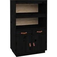 vidaXL Highboard Schwarz 67x40x108,5 cm aus massivem Kiefernholz - Kommode aus massivem Kiefernholz, stabil und mit viel Stauraum für eine ordentliche Aufbewahrung. Ideal zur Präsentation von Dekorationselementen.