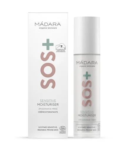 MADARA SOS+ Sensitive Gesichtscreme 50 ml - Tagescreme für empfindliche Haut, beruhigt Rötungen mit Rotalgen-Extrakt und Hyaluronsäure, spendet intensive Feuchtigkeit und stärkt den natürlichen Hautschutz.