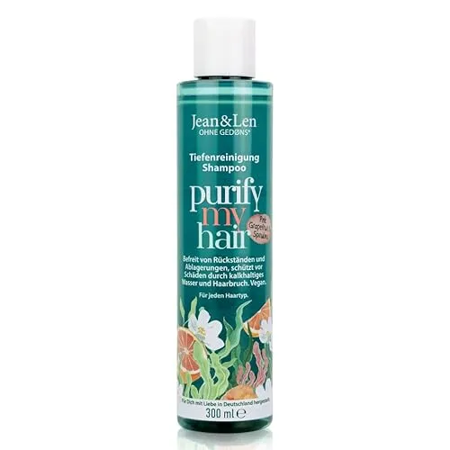 Jean & Len Shampoo Pink Grapefruit & Spirulina, reinigt Haar & Kopfhaut gründlich, befreit von Talg & Rückständen, schützt vor Haarbruch, ohne Silikone & Parabene, vegan, 300 ml