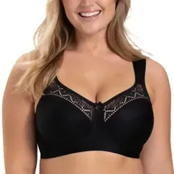 Miss Mary Breeze Soft Bra BH Schwarz F 100 Damen - Büstenhalter ohne Bügel für optimalen Tragekomfort. Leicht, atmungsaktiv und aus nachhaltigen Materialien gefertigt, bietet dieser BH sanften Halt und bleibt unsichtbar unter jeder Kleidung. Ideal für den täglichen Einsatz.