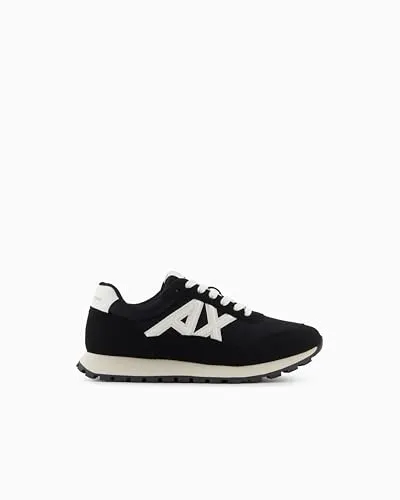 Armani Exchange Male Essential Sneaker mit Mesh-Details in Schwarz, Größe 11 - Stylischer Sneaker mit markantem Front-Logo und atmungsaktiven Mesh-Details für optimalen Tragekomfort und modernes Design.