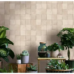 Fototapete MARBURG "Tile", beige (mandelweiß), B:0,53m L:10,05m, Vlies, Tapeten, moderne Tapete für Wohnzimmer Schlafzimmer Küche