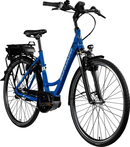 E-Bike ZÜNDAPP "X200" Gr. 51, blau - E-Bike für Damen und Herren, ideal für Alltag und Ausflüge. Mit kraftvollem Bosch Antrieb, tiefem Einstieg und wartungsarmen Komponenten für ungetrübten Fahrspaß.
