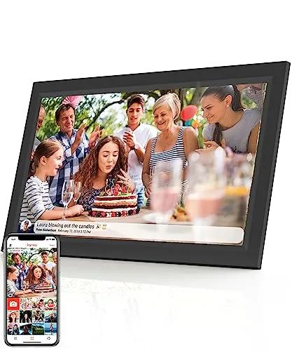 Denver PFF-1503BMK2 - Digitaler 15,6 Zoll Wi-Fi Bilderrahmen, Full HD IPS Touchscreen mit FRAMEO Software für einfaches Teilen von Erinnerungen