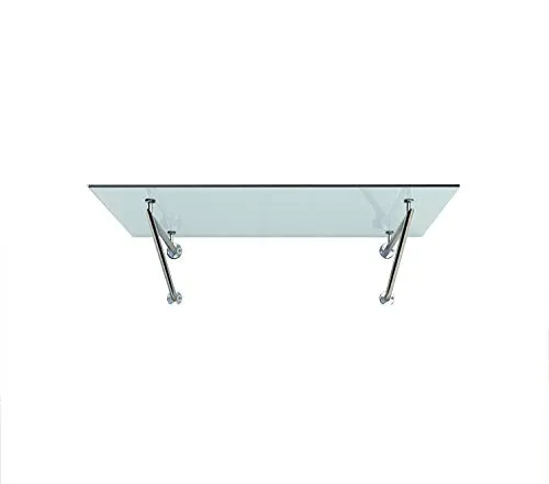 BuyLando Shop - [Modell - Milchglas] - Glasvordach - VSG Glas - inkl. Edelstahlhalter - Variationen (V-Form - Halter, 150x90cm)