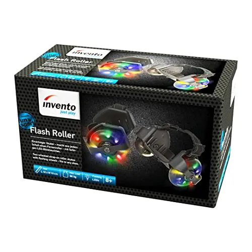 Invento 390200 - Flash Roller, einachsiger Skater mit Blinklichtern - Inliner mit farbigen Blinkleuchten, ideal für bis zu 90 kg Körpergewicht. Inklusive Werkzeug und Aufbewahrungsbeutel für praktischen Transport.