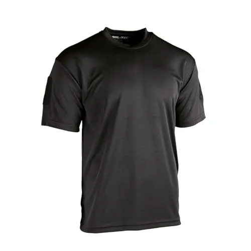 Mil-Tec Tactical Quick Dry T‑Shirt Herren • Taktisches Kurzarm-Shirt • Atmungsaktives & schnelltrocknendes Basic T-Shirt • Ideal als Sportshirt, Wandershirt, Arbeitsshirt • Schwarz, 3XL