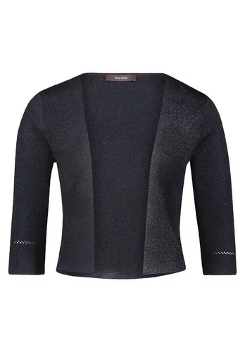 Vera Mont Damen Strickbolero ohne Verschluss - Eleganter Glitzer in Dunkelblau - Boleros für Damen, figurumspielend mit 3/4 Arm und glitzerndem Muster, perfekt für festliche Anlässe!