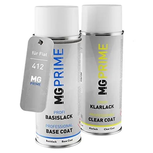 MG PRIME Autolack Sprühdosen Set für Fiat 412 Blu Dark Mica Metallic Basislack Klarlack Spraydose 400ml
